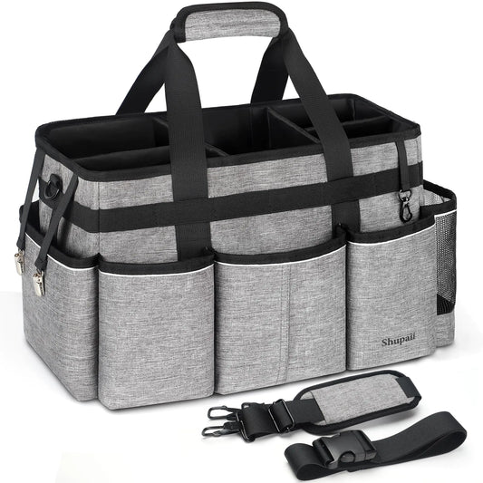 Large Wearable Cleaning Caddy Bag Cleaning Caddy Supplies Organizer with Handles for Cleaners & Housekeeper Under Sink & Car Cleaning Tool Organizers Bag with Adjustable Shoulder Strap&Waist Belt