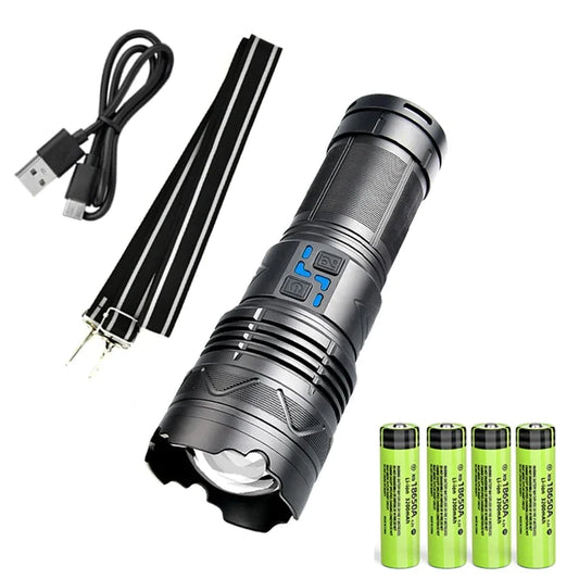 Rechargeable 20000 Lumen Flashlight /w Battery Display