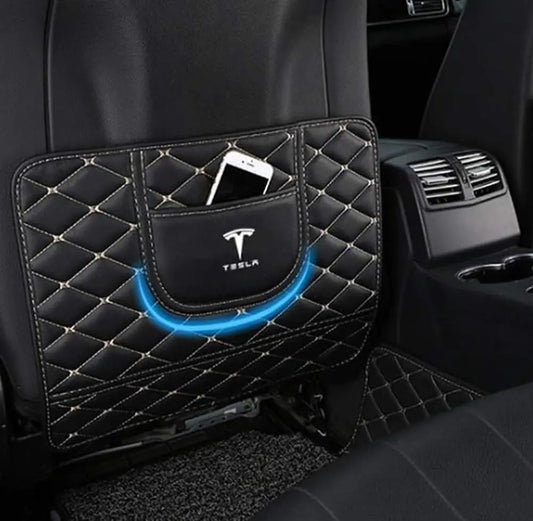 Tesla model y/3 Seat Protectors Mat Backseat Child Kick Guard Premium Leather Black (1 pcs)