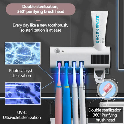 SaniDock - UV Light Sterilizer Toothbrush Holder Cleaner & Automatic Toothpaste Dispenser