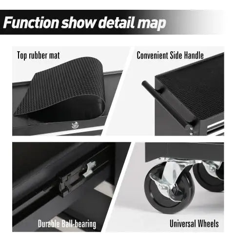 5-Drawer Rolling Tool Chest W Lock  Key, Tool Storage Cabinet With Wheels, Top Cushion & Drawer Liners, Tool Organizer Box For Garage, Warehouse  Repair Shop