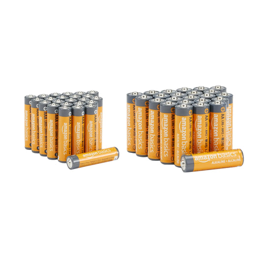 Amazon Basics AA & AAA High-Performance Alkaline Batteries Value Pack - 24 Double AA Batteries and 24 Triple AAA Batteries (48 Count)
