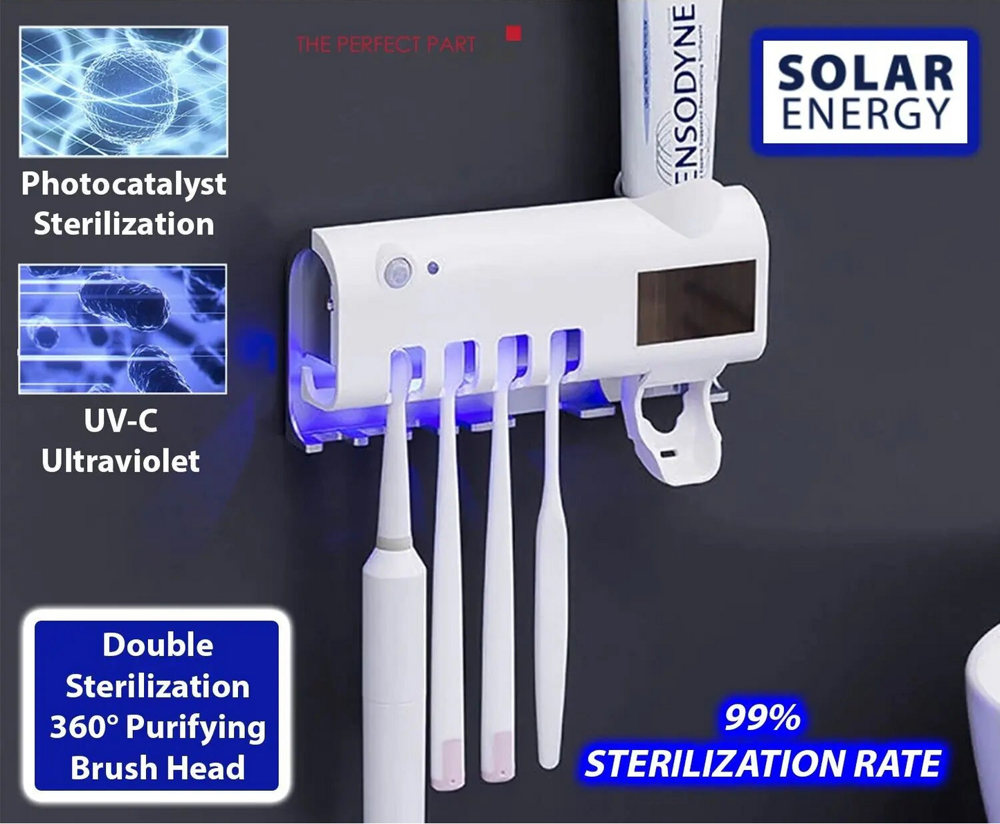 SaniDock - UV Light Sterilizer Toothbrush Holder Cleaner & Automatic Toothpaste Dispenser