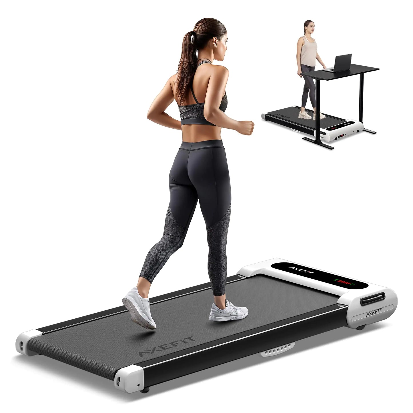 Portable Walking Pad Treadmill By Axefit - Remote Control LED Display - Walk or Jog Anywhere!