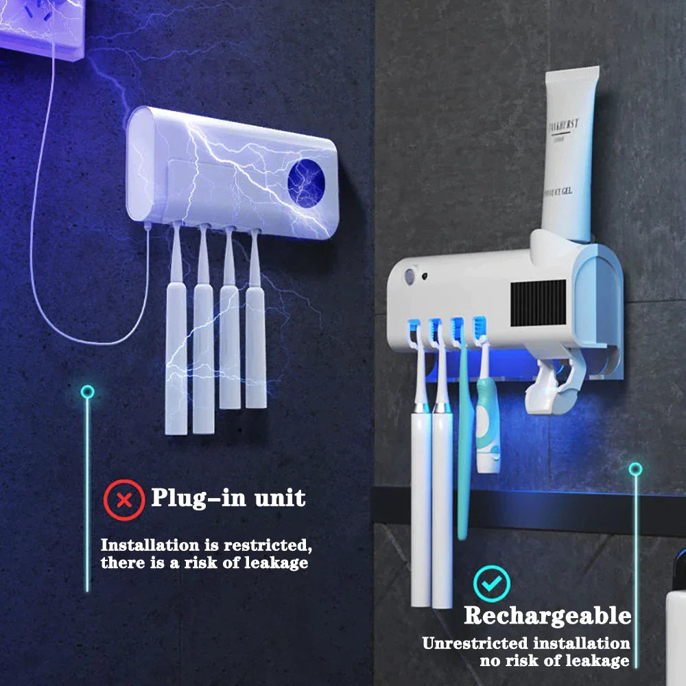 SaniDock - UV Light Sterilizer Toothbrush Holder Cleaner & Automatic Toothpaste Dispenser