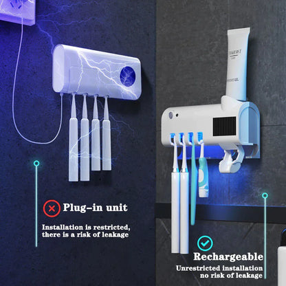 SaniDock - UV Light Sterilizer Toothbrush Holder Cleaner & Automatic Toothpaste Dispenser