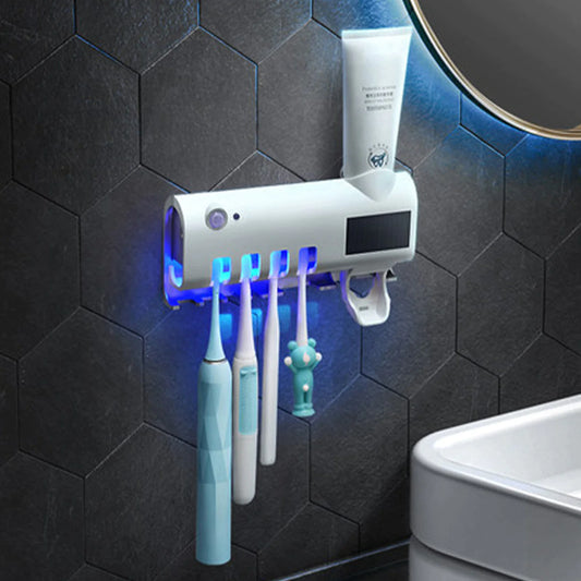 SaniDock - UV Light Sterilizer Toothbrush Holder Cleaner & Automatic Toothpaste Dispenser
