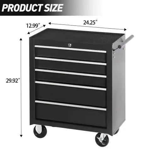 5-Drawer Rolling Tool Chest W Lock  Key, Tool Storage Cabinet With Wheels, Top Cushion & Drawer Liners, Tool Organizer Box For Garage, Warehouse  Repair Shop