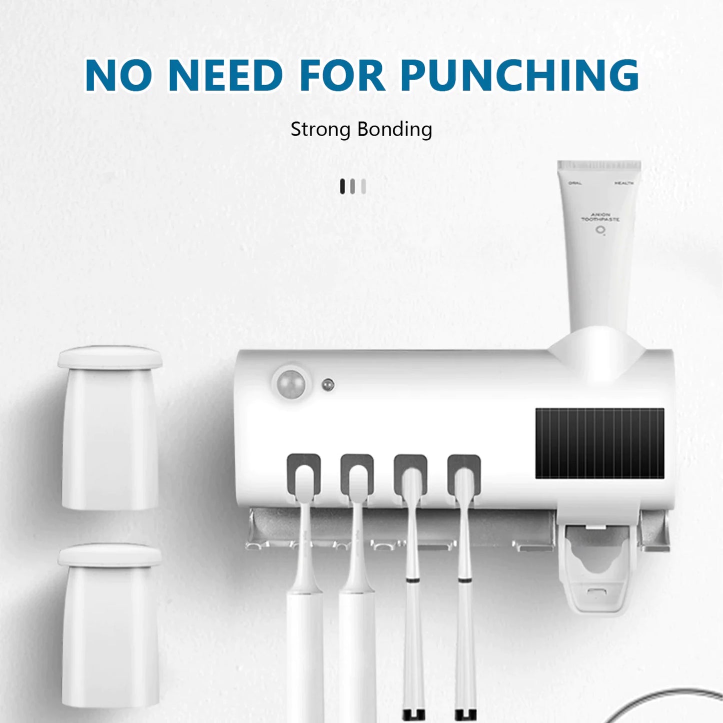 SaniDock - UV Light Sterilizer Toothbrush Holder Cleaner & Automatic Toothpaste Dispenser