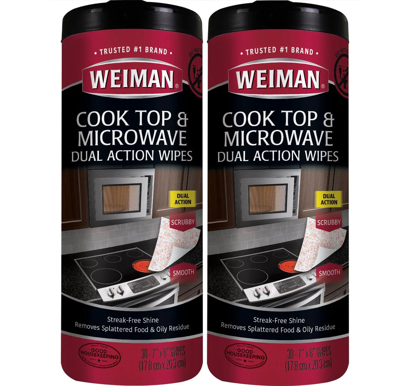 Weiman Glass Cooktop and Microwave Wipes - 2 Pack - Cleaner for Daily Use Professional Home Kitchen Cooktop Cleaner and Polish Use on Induction Ceramic Gas Portable Electric - 60 Wipes Total