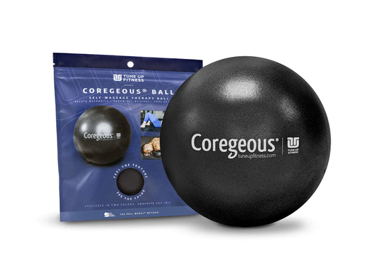 Tune Up Fitness – Coregeous Ball | Psoas Release Tool Abdominal Belly & Lower Back Release | Core Ball Exercise Ball for Low Back Stress & Digestive Relief Improved Breathing & Sleep (Graphite)