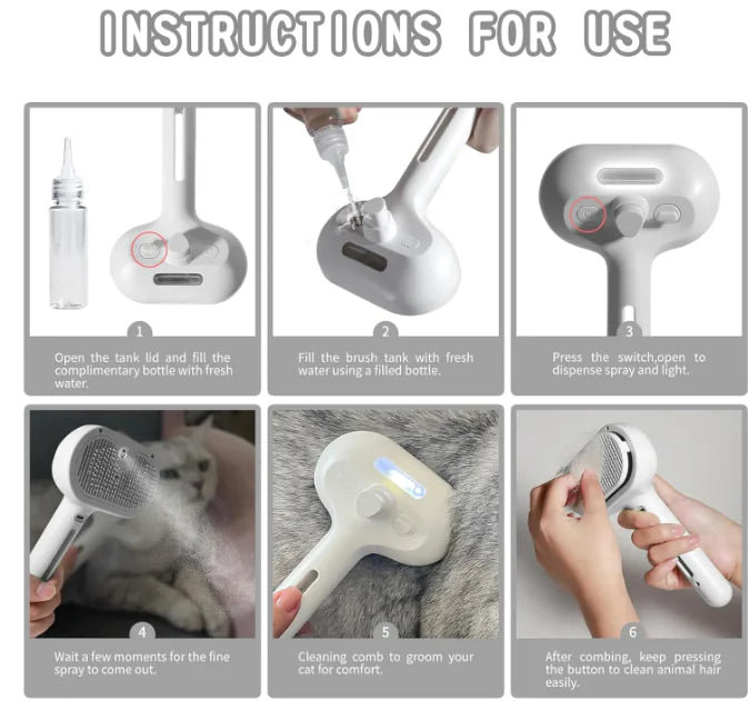 MistMate - Pet Hair Spray Brush