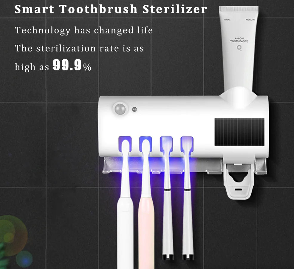 SaniDock - UV Light Sterilizer Toothbrush Holder Cleaner & Automatic Toothpaste Dispenser