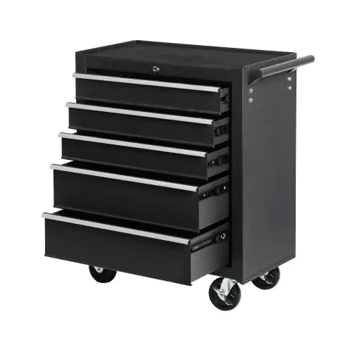 5-Drawer Rolling Tool Chest W Lock  Key, Tool Storage Cabinet With Wheels, Top Cushion & Drawer Liners, Tool Organizer Box For Garage, Warehouse  Repair Shop