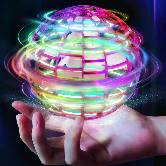 Flying Ball Toy Globe 360°Rotating Hand Controlled Flying Orb Ball Toys Magic Led Lights Controller Mini Drone Flying Toy Boomerang Fly Spinners for Kids Adults Indoor Outdoor (Purple)